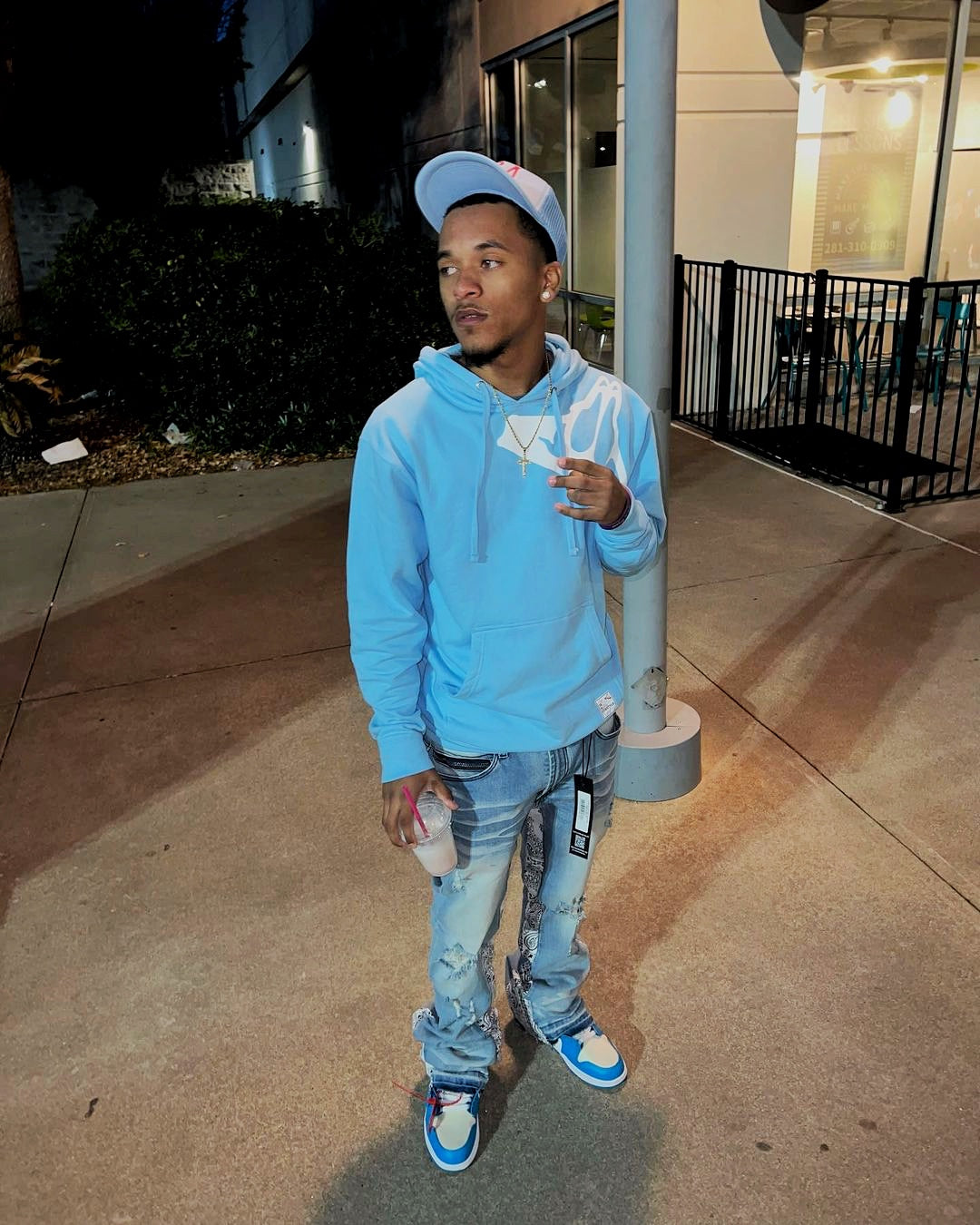 Christian Apparel: All Glory To God ‘Cloud Puff’ Hoodie in Sky Blue featuring a cloud-inspired design. Perfect for Christian hoodies, Christian streetwear, and Christian athletic wear, blending faith, style, and comfort.