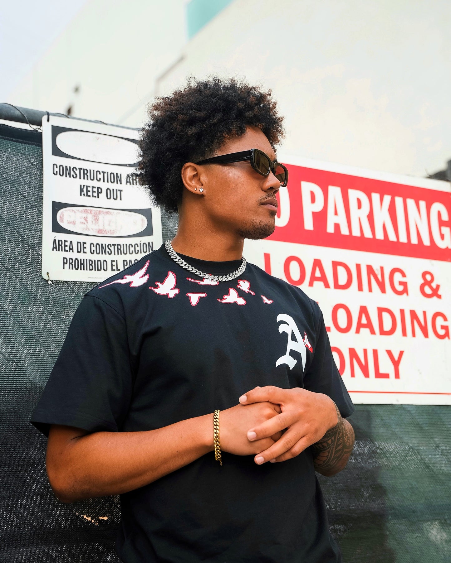 Christian Apparel: All Glory To God ‘Flocka Doves’ T-Shirt in Black/Red with dove graphics, bold lettering, and Philippians 4:13. Great for Christian t-shirts, Christian streetwear, and Christian athletic wear.