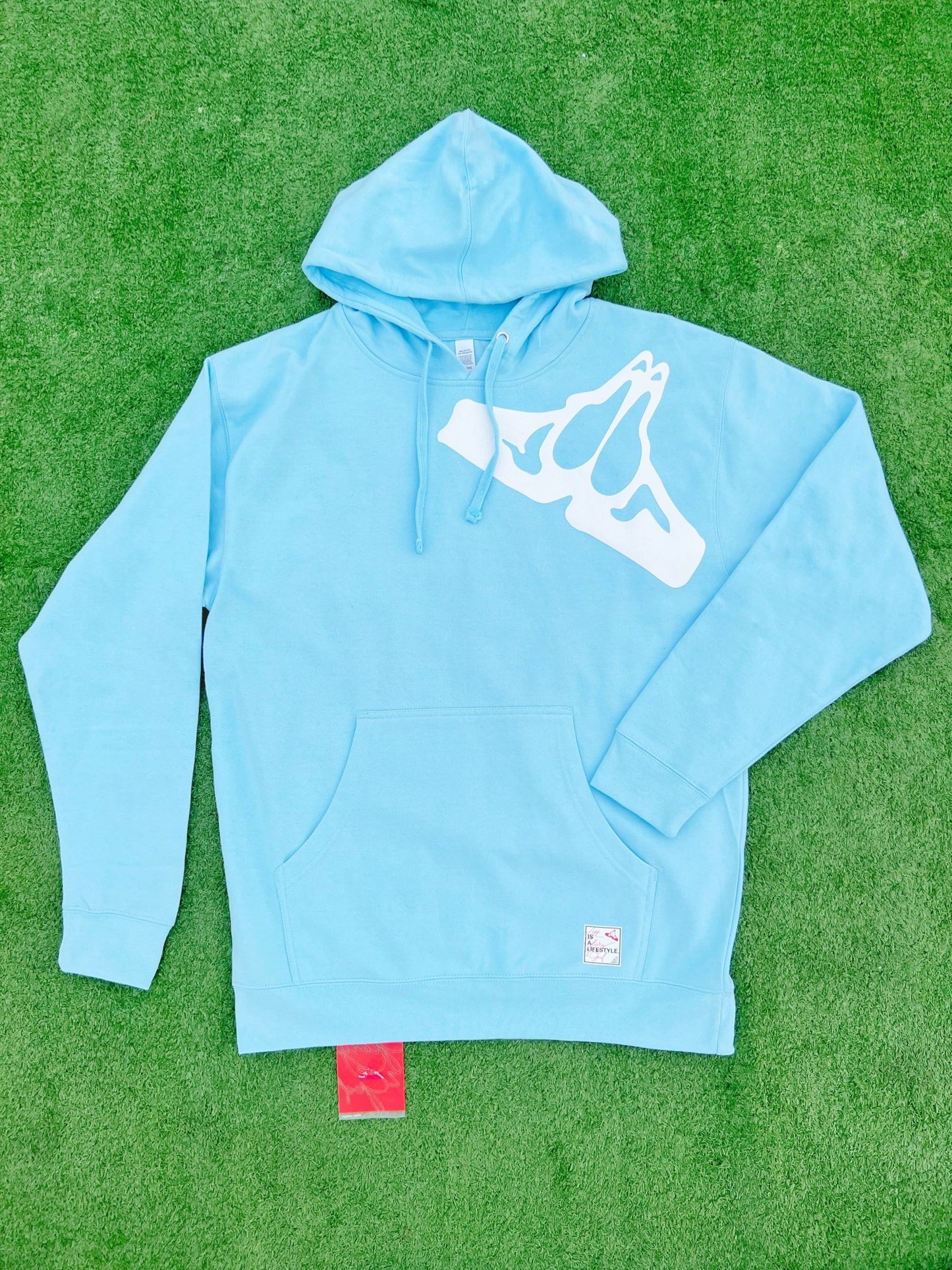 Christian Apparel: All Glory To God ‘Cloud Puff’ Hoodie in Sky Blue featuring a cloud-inspired design. Perfect for Christian hoodies, Christian streetwear, and Christian athletic wear, blending faith, style, and comfort.