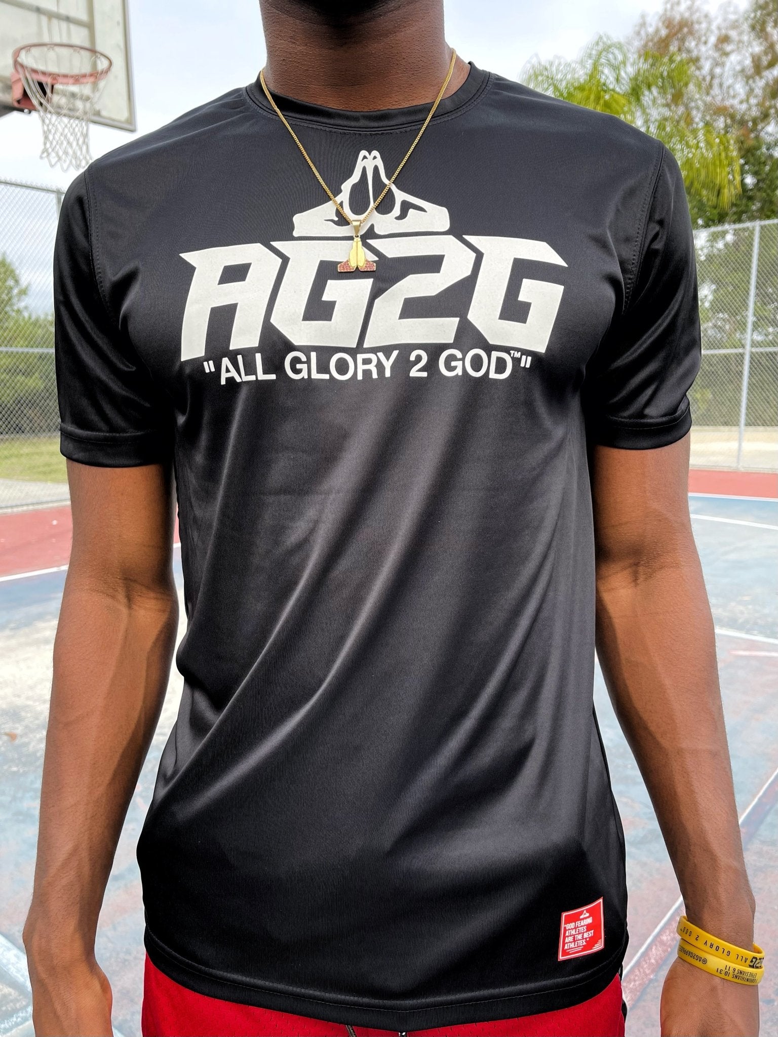 Black "OG Logo" FlyFit Tee - All Glory To God Apparel @AG2G | Christian Athletic