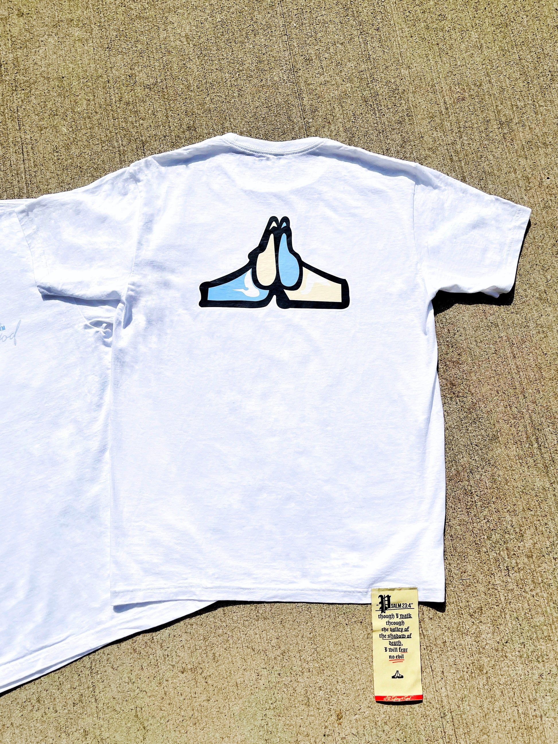 White / Baby Blue TwoToned Designer HangTag Tee - All Glory To God Apparel @AG2G | Christian t shirts 